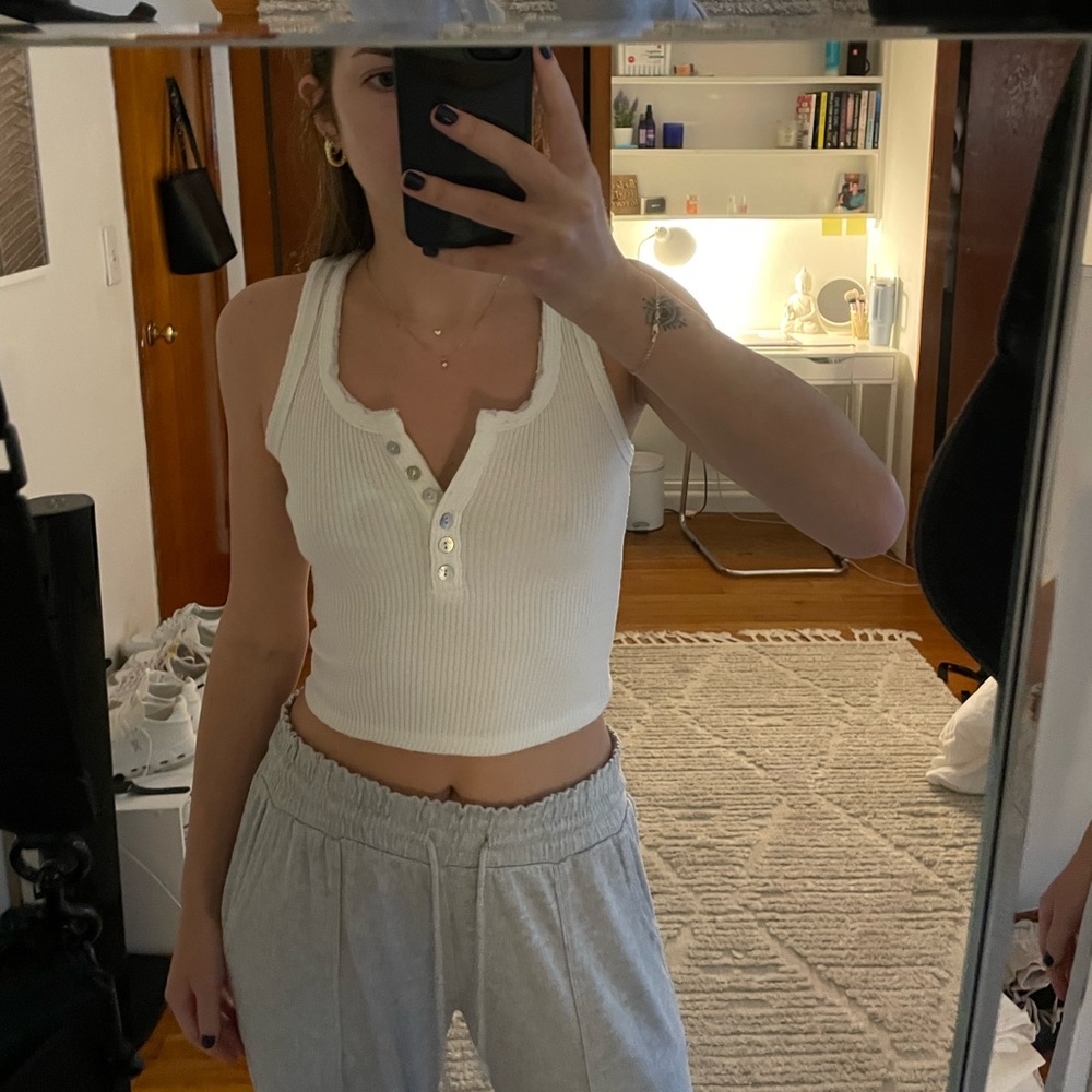 Princess Polly ribbed racer back tank (Toby Heart Ginger sold by Princess Polly)